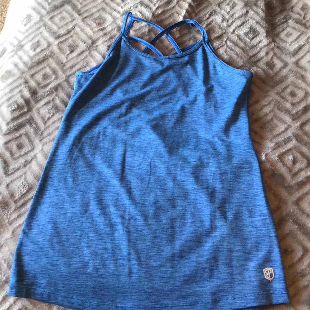 Blue strappy back tank
